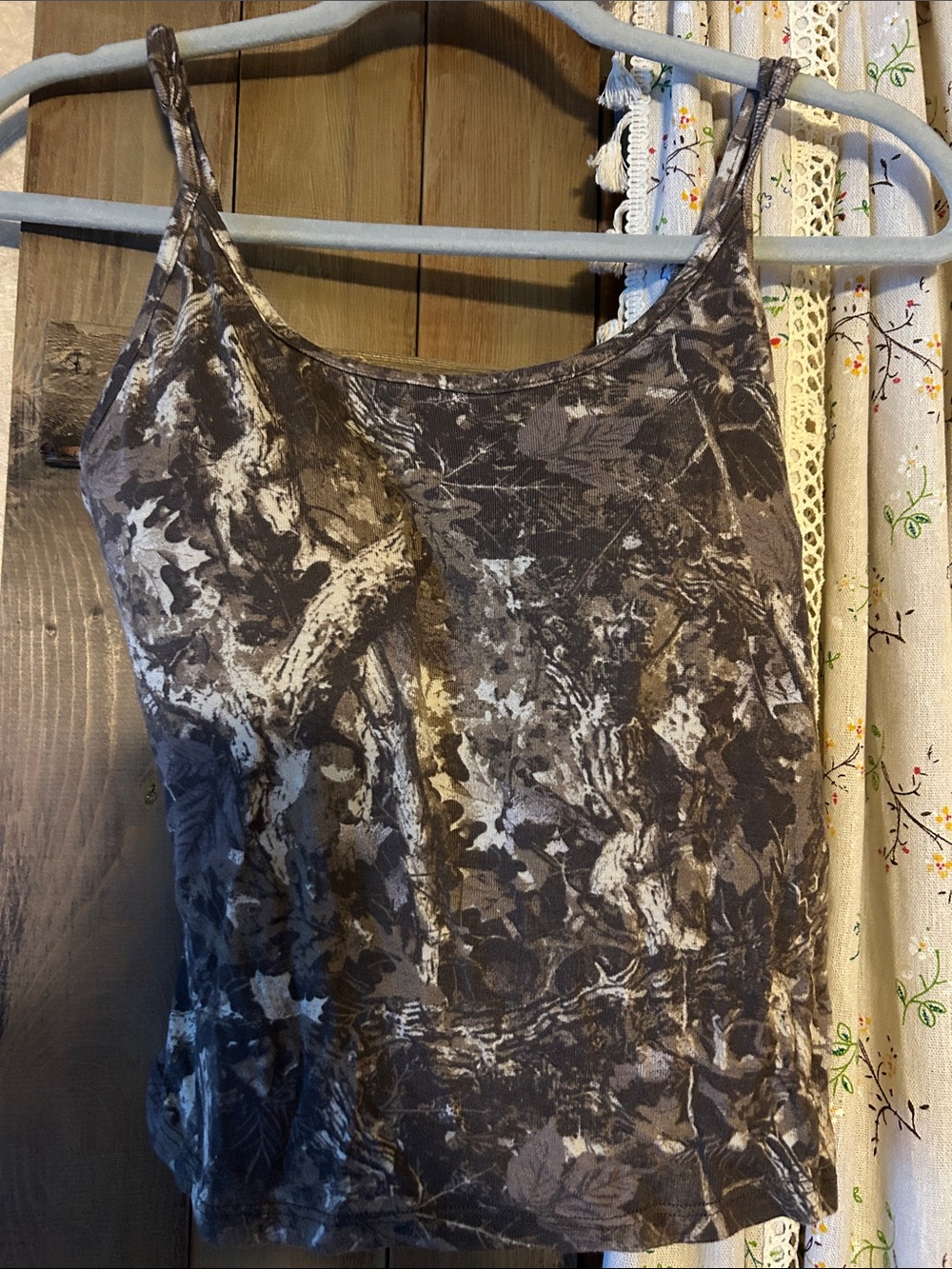 Streetwear Society Brown and Cream Camouflage Print Tank Top